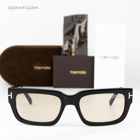 Tom Ford Women Sunglasses Black Brown Photochromic Rectangle FT1075 01E NEW Tom Ford FT1075 Ezra Sunglasses | FREE Shipping - SOLD OUT main image 2
